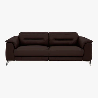 Furniture Village Sanza 3 Seater Leather Power Recliner Sofa with Power Headrests - Brown- World of Leather