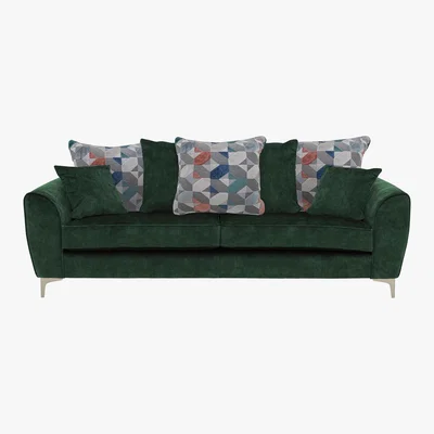 Furniture Village Isla 4 Seater Fabric Pillow Back Sofa - Green