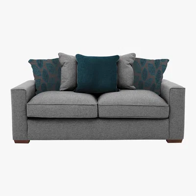 Furniture Village Comfi 3 Seater Pillow Back Fabric Sofa Bed - Grey