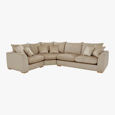 Furniture Village Lush Classic Back Fabric Corner Sofa - Beige - By Furniture Village