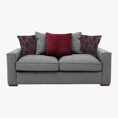 Furniture Village Comfi 3 Seater Pillow Back Fabric Sofa - Grey