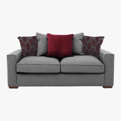 Furniture Village Comfi 3 Seater Pillow Back Fabric Sofa - Grey