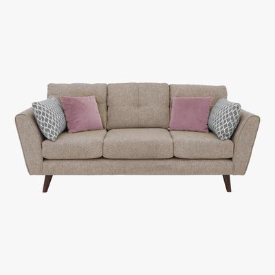 Furniture Village Connection 4 Seater Classic Back Fabric Sofa - Beige - By Furniture Village