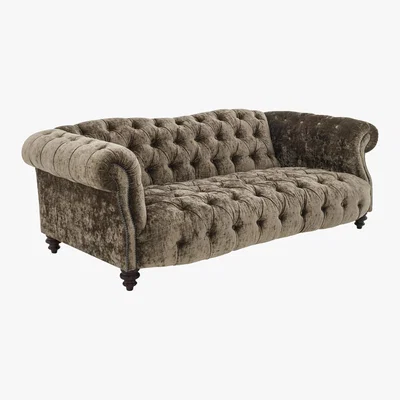 Furniture Village Tetrad - Southwood 3 Seater Velvet Sofa - Beige