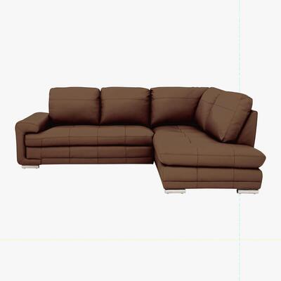 Furniture Village Gamma Leather Chaise Sofa - Brown