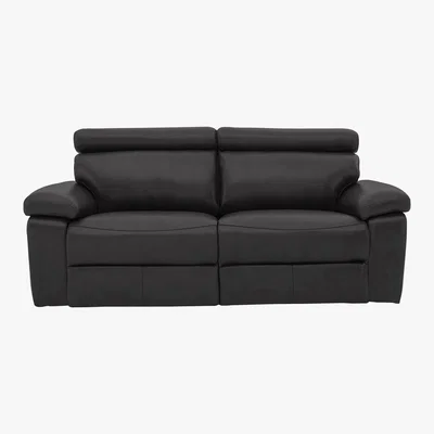 Furniture Village Autograph 2 Seater Leather Manual Recliner Sofa - Black - By Furniture Village