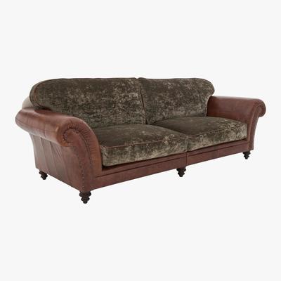 Furniture Village Tetrad - Northwood 4 Seater Classic Back Leather Sofa - Brown