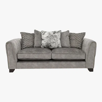 Furniture Village Ariana 3 Seater Pillow Back Fabric Sofa - Grey