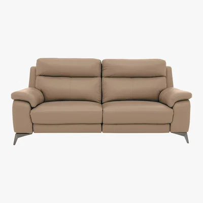 Furniture Village Missouri 3 Seater Leather Sofa - Beige- World of Leather