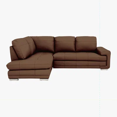 Furniture Village Gamma Leather Chaise Sofa - Brown