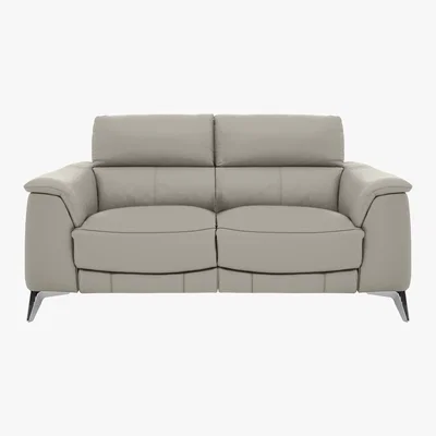 Furniture Village Odyssey 2 Seater Leather Static Sofa - Grey- World of Leather