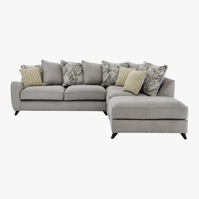 Furniture Village Carrara Pillow Back Fabric Corner Chaise Sofa - Grey - By Furniture Village