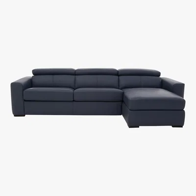 Furniture Village Infinity Leather Corner Chaise Sofa with Storage - Blue- World of Leather