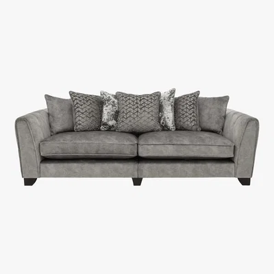 Furniture Village Ariana 4 Seater Pillow Back Fabric Sofa - Grey