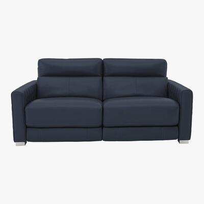 Furniture Village Vesper 3 Seater Leather Power Sofa with Power Headrests - Blue- World of Leather