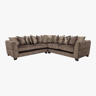 Furniture Village Ariana Large Pillow Back Fabric Corner Sofa - Brown - By Furniture Village