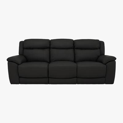 Furniture Village World of Leather - Bounce 3 Seater Leather Manual Recliner Sofa - Black