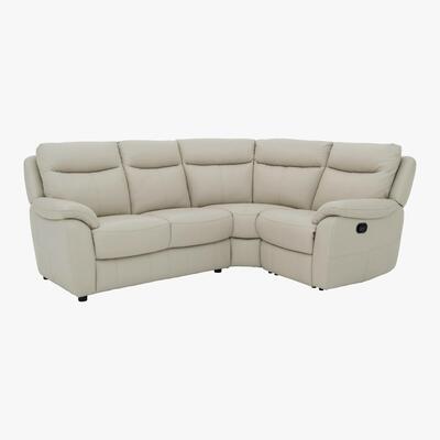 Furniture Village Snug Compact Leather Corner Sofa - Grey- World of Leather