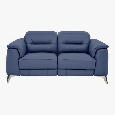 Furniture Village Sanza 2 Seater Leather Power Recliner Sofa with Power Headrests - Blue- World of Leather