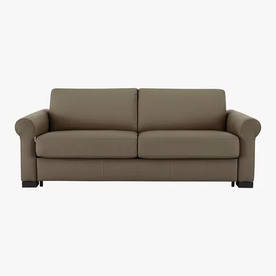 Furniture Village Nicoletti - Alcova 3 Seater Leather Sofa Bed with Scroll Arms - Beige