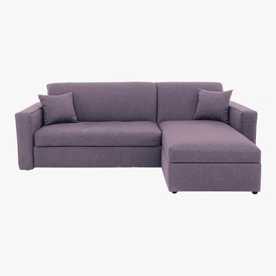 Furniture Village Versatile Small 2 Seater Fabric Chaise Sofa Bed with Storage with Box Arms - Purple