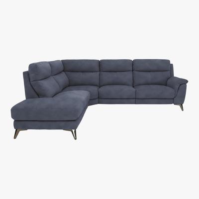 Furniture Village Contempo 3 Seater Chaise End Fabric Power Recliner Sofa - Blue - By Furniture Village