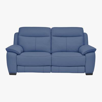 Furniture Village Starlight Express 2 Seater Leather Recliner Sofa with Power Headrests - Blue- World of Leather