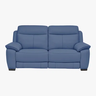 Furniture Village Starlight Express 2 Seater Leather Recliner Sofa with Power Headrests - Blue- World of Leather