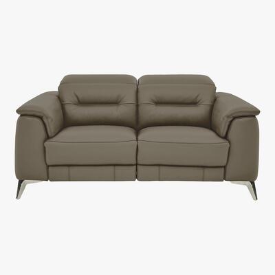 Furniture Village Sanza 2 Seater Leather Power Recliner Sofa with Power Headrests - Grey- World of Leather