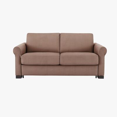 Furniture Village Nicoletti - Alcova 2.5 Seater Fabric Sofa Bed with Scroll Arms - Brown