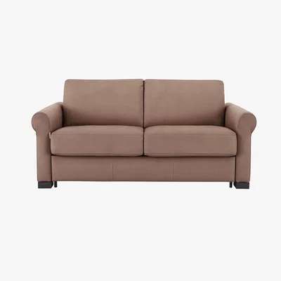 Furniture Village Nicoletti - Alcova 2.5 Seater Fabric Sofa Bed with Scroll Arms - Brown