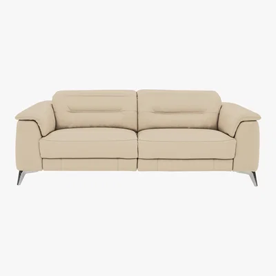 Furniture Village Sanza 3 Seater Leather Power Recliner Sofa with Power Headrests - Beige- World of Leather
