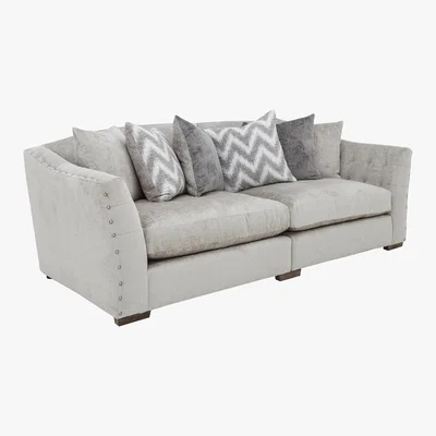 Furniture Village Devine 4 Seater Pillow Back Fabric Split Back Sofa - Beige - By Furniture Village
