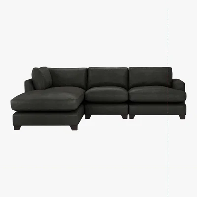 Furniture Village The Lounge Co. - Lorrie 3 Seater Leather Chaise End Sofa - Black