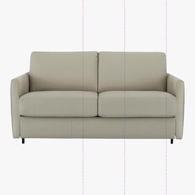 Furniture Village Nicoletti - Alcova 2 Seater Leather Sofa Bed with Slim Arms - Grey