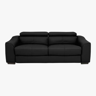 Furniture Village Elixir 3 Seater Leather Sofa - Black- World of Leather