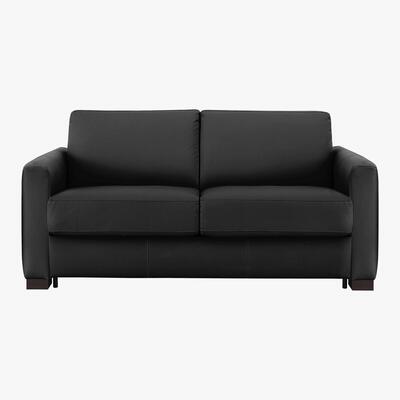 Furniture Village Nicoletti - Alcova 2 Seater Leather Sofa Bed with Box Arms - Black