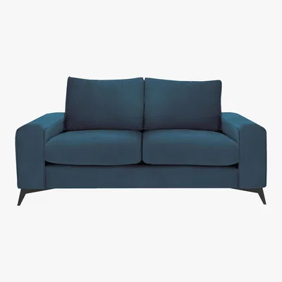 Furniture Village Chic 2 Seater Classic Back Fabric Sofa - Blue - By Furniture Village