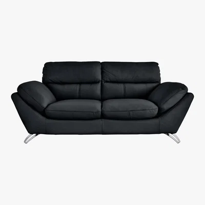 Furniture Village Salvador 3 Seater Leather Sofa - Black - By Furniture Village