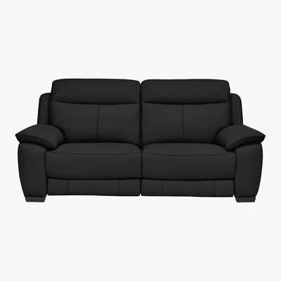 Furniture Village Starlight Express 3 Seater Leather Recliner Sofa with Power Headrests - Black- World of Leather
