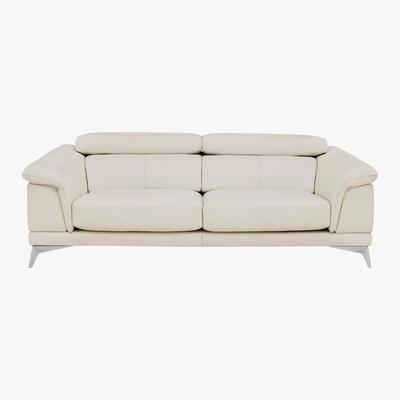 Furniture Village Corium Echo 3 Seater Classic Back Leather Sofa - Beige - By Furniture Village