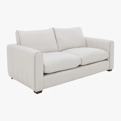 Furniture Village Kamille 2 Seater Fabric Classic Back Sofa - White - By Furniture Village