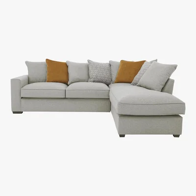 Furniture Village Comfi Fabric Pillow Back Corner Sofa with Chaise End - Grey