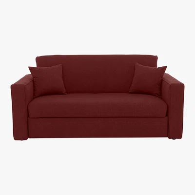 Furniture Village Versatile 2 Seater Fabric Sofa Bed with Box Arms - Red