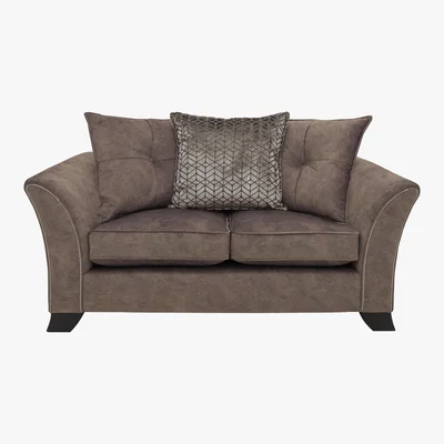 Furniture Village Amora 2 Seater Fabric Pillow Back Sofa - Brown - By Furniture Village