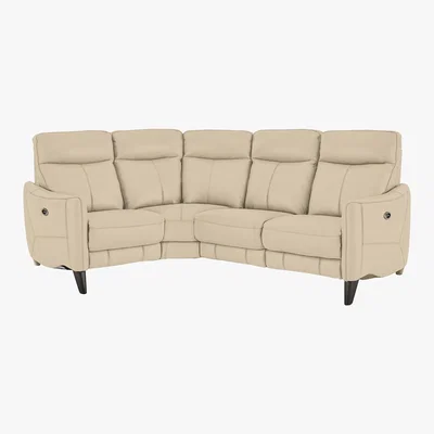 Furniture Village Compact Collection Petit Leather Power Recliner Corner Sofa- World of Leather