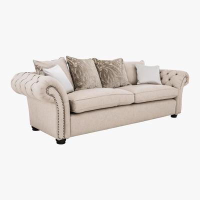 Furniture Village Lanesborough 2 Seater Pillow Back Fabric Sofa - Beige - By Furniture Village