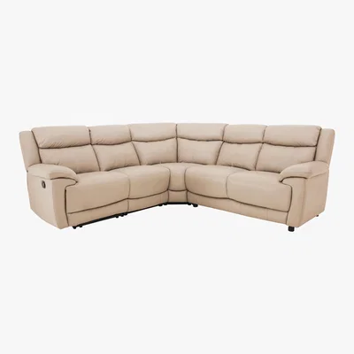 Furniture Village World of Leather - Touch Leather Corner Sofa - Beige