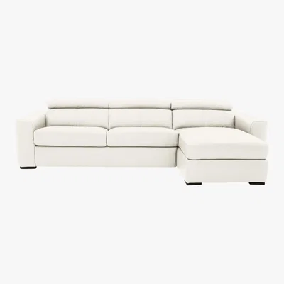 Furniture Village Infinity Leather Corner Chaise Sofabed with Storage - White- World of Leather
