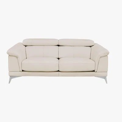 Furniture Village Corium Echo 2 Seater Classic Back Leather Sofa - Beige - By Furniture Village